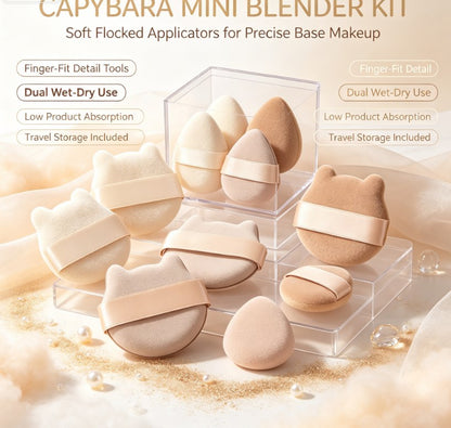 Compact Finger‑Fit Beauty Applicator Multipack｜Plush Flocked Mini Makeup Blenders, Precision Cosmetic Sponges for Under‑Eye, Nose and Localised Contour Work