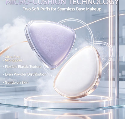 Dual‑Piece Cushion Makeup Pads｜Wet‑Dry Reusable Blending Puffs, Low‑Absorption Formula for Foundation & Facial Powder