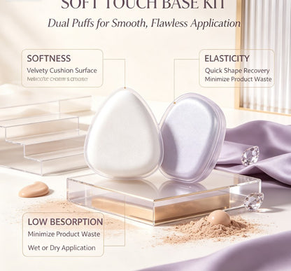 Dual‑Piece Cushion Makeup Pads｜Wet‑Dry Reusable Blending Puffs, Low‑Absorption Formula for Foundation & Facial Powder