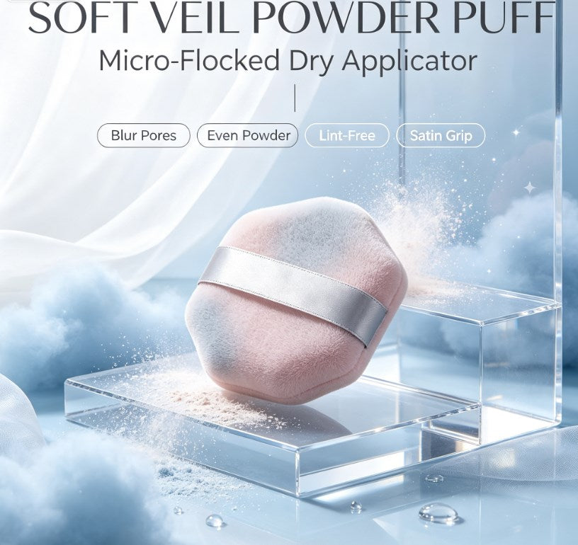 Large Soft‑Focus Velvet Makeup Puff, Dry‑Use Only Plush Applicator for Setting Powder, Bronzer and Highlighter