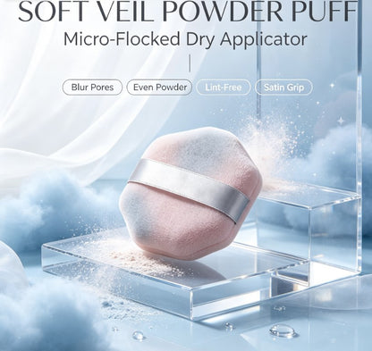 Large Soft‑Focus Velvet Makeup Puff, Dry‑Use Only Plush Applicator for Setting Powder, Bronzer and Highlighter