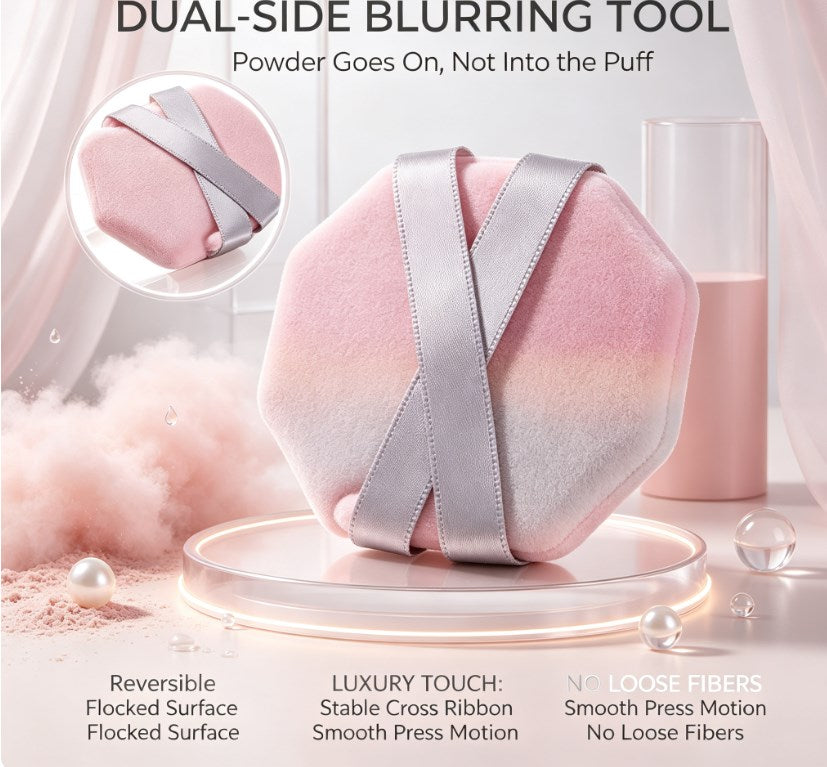 Large Soft‑Focus Velvet Makeup Puff, Dry‑Use Only Plush Applicator for Setting Powder, Bronzer and Highlighter
