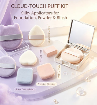 Luxury Velour Cushion Makeup Puffs 5‑Pack｜Smooth Blending Applicators for Liquid, Cream and Powder, Flawless Base Makeup Tools