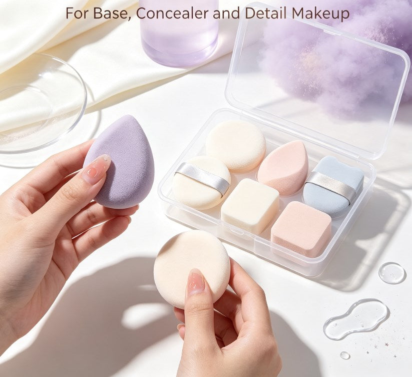 Luxury Velour Cushion Makeup Puffs 5‑Pack｜Smooth Blending Applicators for Liquid, Cream and Powder, Flawless Base Makeup Tools