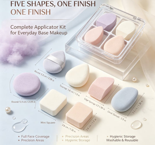 Luxury Velour Cushion Makeup Puffs 5‑Pack｜Smooth Blending Applicators for Liquid, Cream and Powder, Flawless Base Makeup Tools