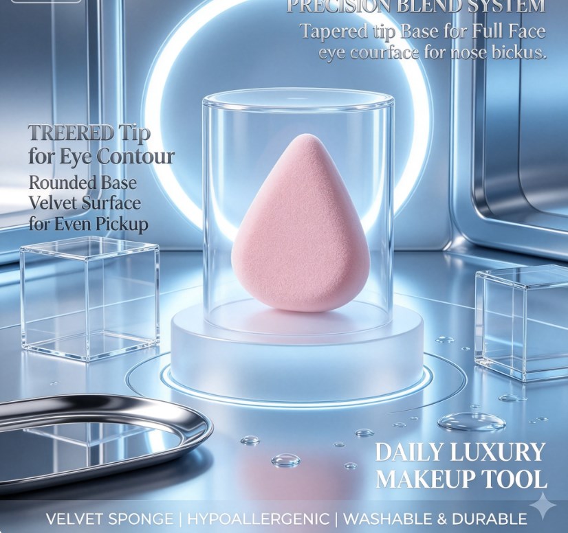 Soft Triangle Velvet Makeup Puff｜Wet & Dry Dual‑Use Sponge for Loose Powder, Foundation & Under‑Eye Setting，Pack of X